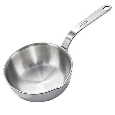 AFAN Stainless Steel Butter Warmer 13.5 fl oz Pot, Small Melting Pan | Melting Pot Compatible with Induction & Gas Stovetops for Heating Butter, Milk, Sauces, Coffee, Food, Edd