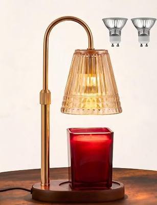 Candle Warmer Lamp with Timer Dimmer, Flameless Candle Warmer for Jar Candles, Height Adjustable Wax Warmer, House Warming Gifts New Home Decor, Birthday Gifts for Women (2 Bulbs Included)