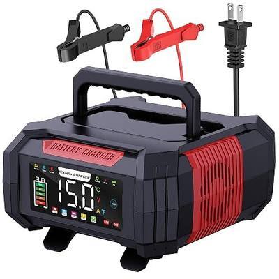 15-Amp Battery Charger, 12V/24V Smart Trickle Charger & Maintainer Red | 9 stage charging, Memory Function, Temperature Compensation, Pulse Repair, for Lead Acid LiFePO4, Various Vehicles Boat