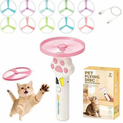 Cat Fetch Toy Launcher with 10 Soft & Flexible Discs, Cat Toys for Indoor Cats, LED Glowing Launcher, Electric Interactive Kitten Toy for Hunting & Exercise, USB Rechargeable