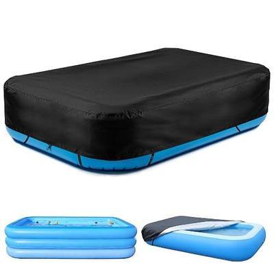 Inflatable Pool Cover, Rectangular Pool Covers Fits Blow Up Pool Size 120" x 72" W for Above Ground Swimming Pools, 10' x 6' Outdoor Swimming Pool Cover Built-in Elastic Band and Extra Buckle, Black