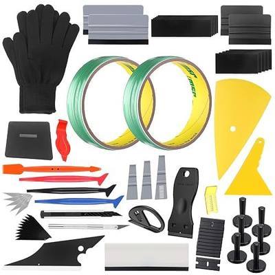 Boao 65 Pcs Car Vinyl Wrap Applicator Tool Kit Car Wrapping Tools Window Tint Tools with Gloves Vinyl Wrap Magnetic Holder for Window Wrapping Tinting