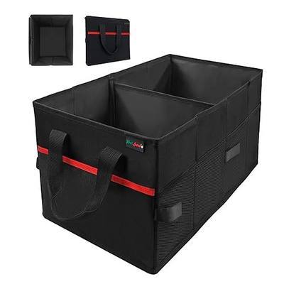 PAT SAM'S Car Trunk Organizer for SUV, Foldable Collapsible Storage Organizer with Dividers, Non-Slip Waterproof 600D Oxford, Backseat & Trunk Storage for Groceries, Tools, Toys (Black)