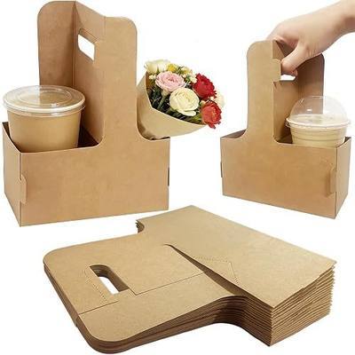 20 Pcs Coffee Drink Carrier with Handle (2 Cups or 4 Cups),Disposable Paper Cup Drink Holder,Assemblable to go Cup Holders for Drinks Food Delivery