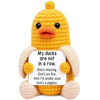 Mini Positive Crochet Duck Birthday Gifts for Women Men Adult Friend Sister Nurse Teachers Appreciation Graduation Stress Relief Gifts for Him Inspirational Gift for Women Easter Basket Stuffers