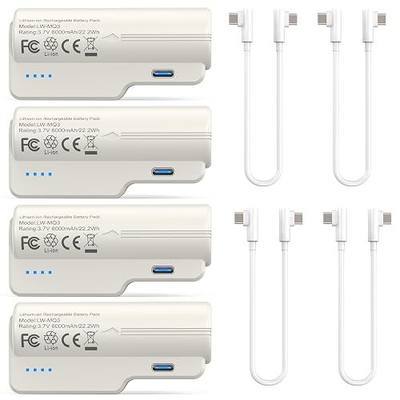 4-Pack 6000mAh Battery Pack for Meta Quest 3S/3/2, Fast Charger for Meta Quest 2/3 Accessories, Extended Battery Charger 2/3 Original/Elite Strap Lightweight VR Accessories