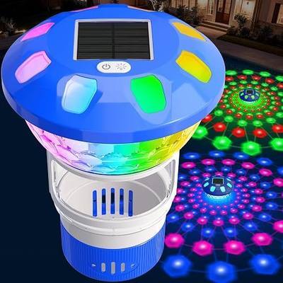 KingSom 2026 Upgraded Pool Chlorine Floater,Solar Chlorine Floater w/Lights,Button Control Chlorine Floater,Large Capacity Floating Chlorine Dispenser,Chlorine Floater w/Adjustable Release-Blue