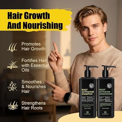 Root Activator Shampoo and Conditioner for Men: Hair Growth Set for Hair Loss and Thinning Hair