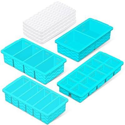 Silicone Freezer Trays with Lid (4-Pack), 1-Cup, 2-Cup, 1/2-Cup & 2-Tbsp Silicone Freezer Molds, Stackable Soup Freezer Meal Prep Containers,Ice Cube Tray for Making Sauce,Smoothies,Yogurt Bites