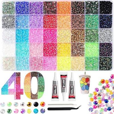 50000Pcs 40 Colors Jelly Resin Rhinestones for Bedazzling Kit, 3mm Multicolor Flatback Gems for Diamond Art, Bedazzler Kit with 3Pcs 10ml B7000 Jewelry Glue for Bedazzled Crafting Shoes Nail Decor
