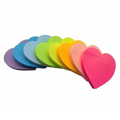 Heart Shaped Sticky Notes, 8 Bright Colors Cute Sticky Note Set, 82 Sheets/Pad, Easy to Post Self-Stick Note Pads for Girls, Women, Teachers School Office Supplies Planner Accessories
