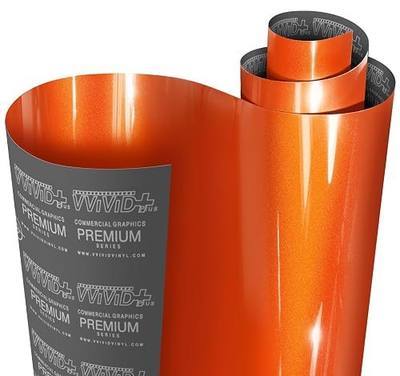 VViViD+ Ultra Gloss Metallic Flame Orange Vinyl Car Wrap Premium Paint Replacement Film Roll with Nano Air Release Technology (10ft x 5ft)