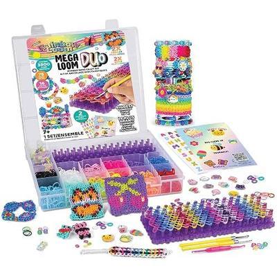 Rainbow Loom Mega Loom Duo Bracelet Making Kit with 3,800 Rubber Bands | Features 2 Mega Mighty Looms, 3800 bands in 12 colors, Cute-ique Charms for DIY creations