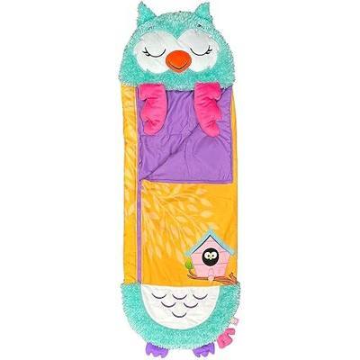 Happy Nappers 2-in-1 Pillow & Sleepy Sack Snoo the Owl 54x20 Medium | Plush animal transforms into a cozy kids sleeping bag, ultra soft material for nap time and sleepovers, machine washable