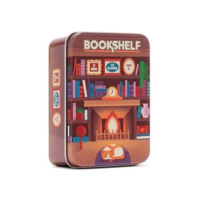 Bookshelf by Alley Cat Games | Ages 8+ | 2-4 Players | Cooperative Stacking Game | Skill & Balance Card and Book Tower Game in Travel Tin | Cooperative Tabletop Challenge