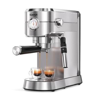 Gevi 20 Bar Espresso Machine with Milk Frother,Compatible with Pods&Ground | Compatible with Nespresso Pods&Ground; Built-in pressure gauge; Removable Water Tank; Make Americanos、Latte; Easy to Clean;