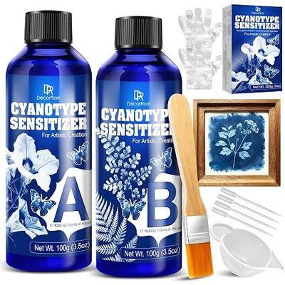 Cyanotype Kit 200g – 2 Component Cyanotype Solution & Chemicals Sensitizer | for Fabric Paper Art Projects – Sun Printing Supplies for Botanical Photography Blueprint Crafts Beginners & Artists