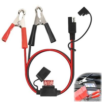 Battery Tender Alligator Clips, 1.6FT 16AWG 12V Battery Alligator Clips to SAE Charging Cable with 10A Fuse, Quick Connect Battery Tender Accessories Fits for Cars, Motorcycles, Car Accessories