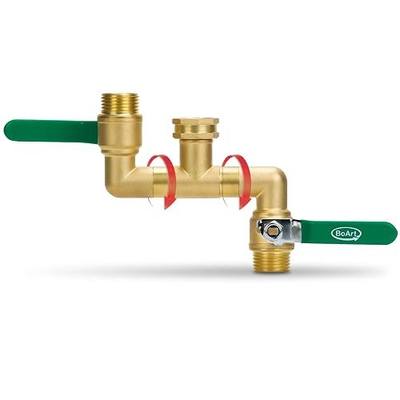 2 Way Heavy Duty Brass Garden Hose Splitter, 360° Rotatable Y Valve, Full Flow Large Ball Valve, Long Handle, Thickened Solid Brass, 3/4" GHT Thread for Outdoor Faucet, Lawn Irrigation, Car Wash