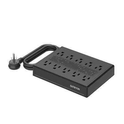 Gitryin Charging Station with Built-in Cooling Fan, 10 AC Outlets, 3.28FT Flat Plug Extension Cord with Multiple Outlets, 1875W/15A, ETL Certified Power Strip, Desk Accessories for Office Home, Black