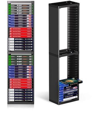 Nargos Video Game Storage Stand Tower for PS5/PS4/PS3/Xbox Series S & X/Xbox One, Universal Game Disc Holder Vertical Blu Ray Case Organizer, Black
