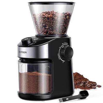 SHARDOR Electric Burr Coffee Grinder, 32 Grind Settings, Compact Flat Burr Mill with Adjustable Timer for Home Use, 120V 200W, Chamber, Hopper, Cleaning Brush