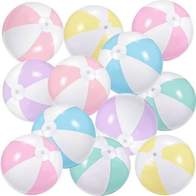 MiniInflat 12 Pcs 12 Inch Inflatable Beach Balls Bulk Jumbo Pastel Inflatable Decorated Ball with Macaron Color PVC Party Ornaments for Adults Kids Summer Birthday Party Decoration (Multicolor)