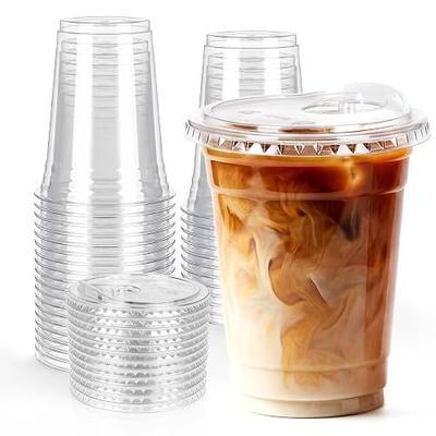 25 Pack 16oz Clear Plastic Cups with Sip Lids | Disposable Iced Coffee Cups,BPA Free,Food Safe Sturdy Cups for Iced Coffee,Smoothies Party Cold Drinks