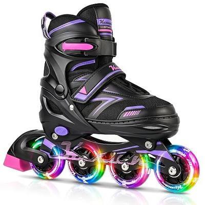 Kuxuan Adjustable Illuminating Roller Blades for Girls Boys Kids Ages 4-8 8-12 Outdoor Beginner Inline Skates with Full Light-Up Wheels for Women Men Adults Beginners