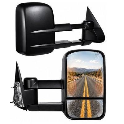Towing Mirrors, Fit 2007 2008 2009 2010 2011 2012 2013 2014 Chevy Silverado GMC Sierra 1500 2500HD 3500HD(2007 New Body Style ONLY) Power Adjusted Glass Heated Tow Mirror Side Mirror Black