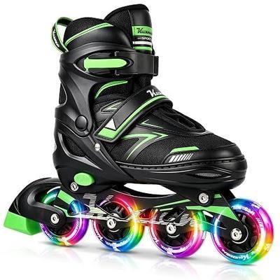 Kuxuan Adjustable Illuminating Roller Blades for Girls Boys Kids Ages 4-8 8-12 Outdoor Beginner Inline Skates with Full Light-Up Wheels for Women Men Adults Beginners