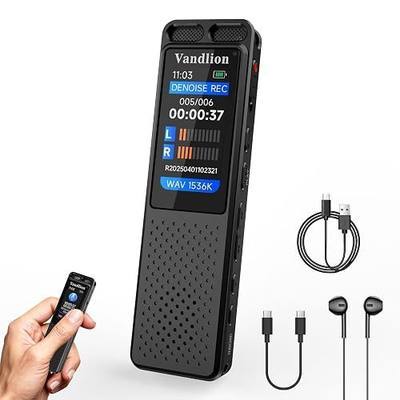 Voice Activated Recorder with Playback (100Hrs Recording Time), Vandlion 1536Kbps HD Digital Recording Device with Noise Reduction, Password for Lectures Meetings Interviews Classes