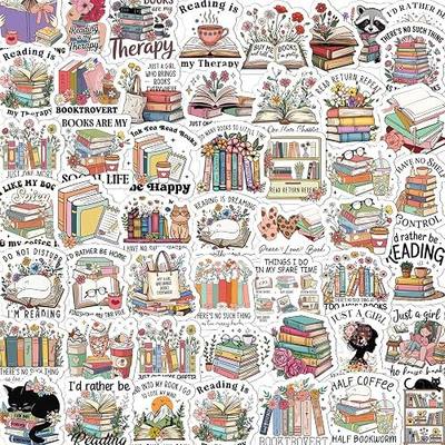 100 Pcs Book Lover Reading Stickers Vintage Bookish Sticker | Vintage Flower Stickers, Waterproof Vinyl, Book Floral Pattern, Reading Decals for Water Bottle Laptop Journal Scrapbook