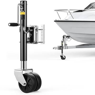 KYX Boat Trailer Jack, 2200 lbs Swivel Trailer Jack with 6" Dual Wheels | 2200lbs Swivel Trailer Jack with 6" Dual Wheel, 10.2" Vertical Lift, Ergonomic Handle, for RV, Boat, Horse & Utility Trailers