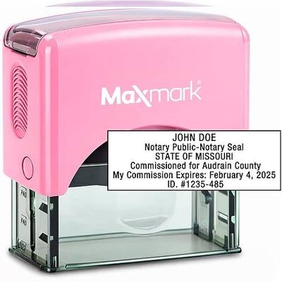 MaxMark Rectangular Notary Pink Stamp for State of Missouri - (7/8" x 2-3/8")