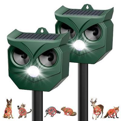 Solar Animal Deterrent Outdoor 2 Pack, Ultrasonic Motion Activated Repeller with LED Strobe, Waterproof for Unwanted Animals - Protect Garden Yard Lawn from Cats Squirrels Deer Raccoons Skunks