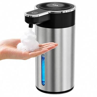 Touchless Automatic Foaming Soap Dispenser for Kitchen, Rechargeable, 13.5oz Large Capacity, Fast Sensor, 4 Adjustable Liquid Levels, Waterproof, Clog-Free Pump(Stainless Steel Foam)