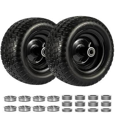11x6.00-5" Lawn Mower Tire on Wheel Flat Free Pattern 2 PCS with 3/4" or 5/8" & 1/2" Bearings, 6" - 8" Centered Hub Solid Mower Wheel, Load 400lbs for Residential and Commercial Zero Turn Mower Tires