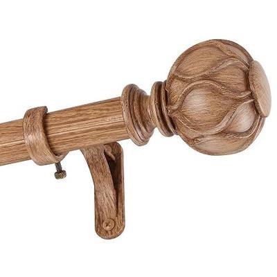 Windows Curtain Rods 28 to 86 Inch, 1 Inch Diameter Adjustable Heavy Duty Curtain Rod with Solid Aluminum Alloy Brackets, Single Decorative Drapery Rod for Sliding Glass Door, Living Room, Wood Grain