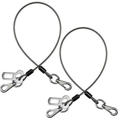 2pcs Dog Car Seat Belt, Chew Proof Pet Safety Belt for Dogs, 2-in-1 Heavy Duty Dog Car Seatbelt Restraint, Waterproof Steel Wire Dog Leash (Black*2, 24inch/60CM)
