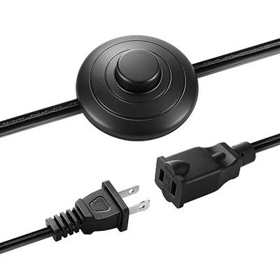 On/Off Inline Foot Switch Extension Cord 6FT, Lamp Foot Pedal Switch with 18AWG, 2 Prong Polarized Plug and Outlet, 3A 125VAC Power Cord for Floor Lamp, LED/Christmas Light (Black,1 Pack)