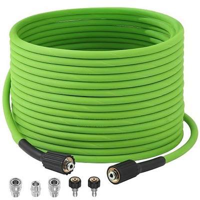 PWACCS Pressure Washer Hose 50 FT, 1/4" ID Steel Braided Power Washer Hose | M22-14mm Fittings, 4000 PSI High Pressure Wash Replacement Hose, Universal Adapter Kit, Green