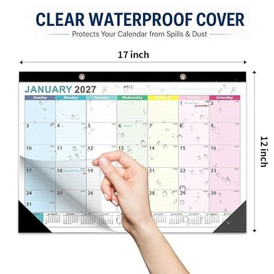 Desk Calendar 2026-2027 - Ougesi 19 Month Desk Top Calendar June 2026 - Dec 2027,17x12 Academic Desk Calendar with Thick Paper, Large Blocks for Home & Office (Colorful)