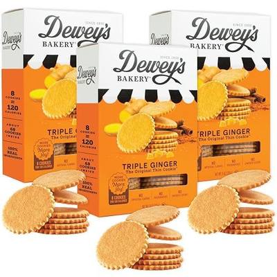 Dewey's Bakery Triple Ginger Moravian Cookie Thins, 3 Pack, 9 oz, Crispy | No Artificial Flavors