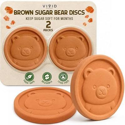 2 Pack Brown Sugar Bear Keeper - Terracotta Brown Sugar Saver Disc Keeps It Soft & Fresh - Reusable Food Safe Clay Stone & Softener with Cute Bear Design, Gift for Bakers