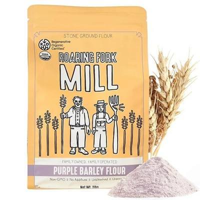 Roaring Fork Mill USDA Organic & Regenerative Organic Certified Purple Barley 00 Flour - Stone-Milled Heirloom Barley Flour, Antioxidant-Rich Baking Flour for Bread, Cookies & Artisan Baking
