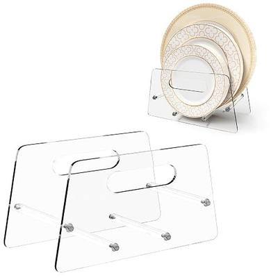 Boloyo Acrylic Disposable Plate Dispenser, Clear Plate Dispenser for 5-12 Inches Paper Plastic Foam Plate Storage Organizer Rack Holder for Cabinet, Countertop, Rv or Outdoor Use