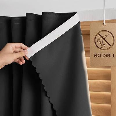 Self Adhesive Curtains Blackout Curtains No Drilling, Peel and Stick, Privacy Protection for Bedroom Living Room Window(Black 35 * 59in-1P)