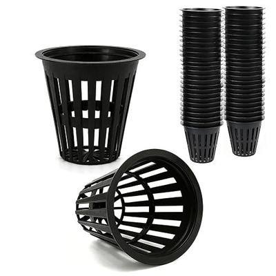 60 Pack 2 Inch Net Cups, Heavy Duty Plastic Slotted Mesh Plant Pots for Hydroponics, Aquaponics, Orchids, Succulents, Black