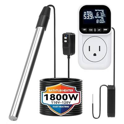 1800w Immersion Heater,Portable Bathtub Heater with GFCI& Thermostat, Digital Temp Control, Fast Heating Stainless Steel Submersible Water Heater for Small Pools,Spa,Bathtubs, Buckets,Tank,Outdoor